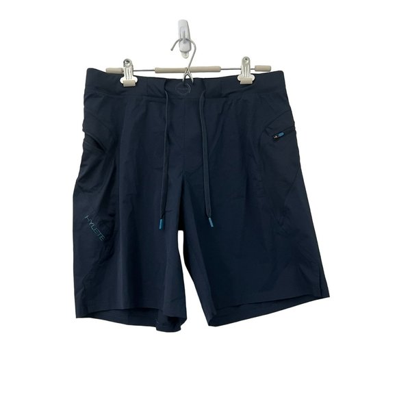 Hylete Mens Navy Blue Athleisure Above Knee Nylon Shorts Size Large